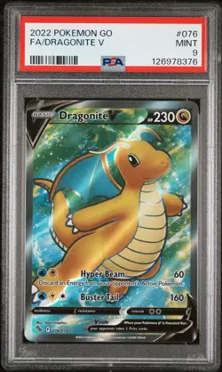 2022 Pokemon GO Dragonite V Full Art #076/078 PSA9 - Image 1