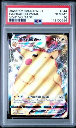 2020 POKEMON SWORD & SHIELD VIVID VOLTAGE 044/185 PIKACHU VMAX PSA 10 - Image 1