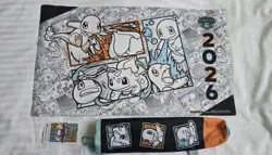Pokemon EUIC 2026 Exclusive Playmat Deskmat Kanto Starters New Sealed comic - Image 1