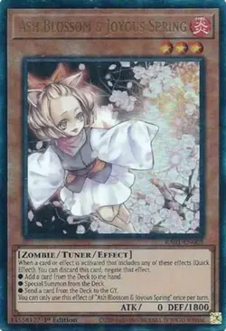 Yugioh! LP Ash Blossom & Joyous Spring - RA01-EN008 - Prismatic Ultimate Rare - - Image 1