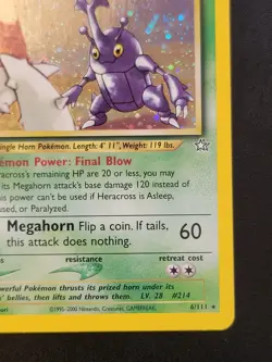 Heracross 6/111 Neo Genesis 1st Edition Holo Rare Pokemon TCG Card - Image 4