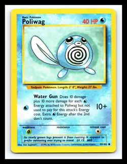 💥 Poliwag # 59/102 Base Set Non Holo Foil Pokemon 1999 Vintage Card - Image 1