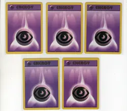 5 X PSYCHIC ENERGY BASE SET POKEMON CARDS 101/102 LP - Image 1