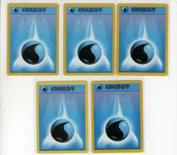 5 X WATER ENERGY BASE SET POKEMON CARDS 102/102 LP - Image 1