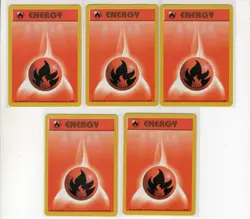 5 X FIRE ENERGY BASE SET POKEMON CARDS 98/102 LP - Image 1