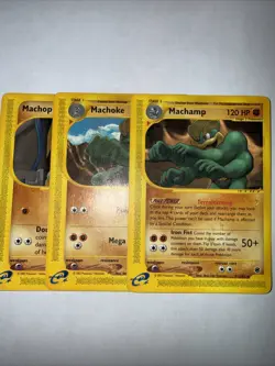 Lot of 3 Pokemon Expedition E Reader Cards Machop Machoke Machamp Evolution Set - Image 1