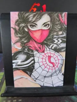 Silk Cindy Moon Marvel Rare Glitter Art Card Collectible Comic Character CCG NM - Image 1