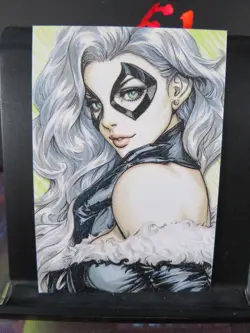 Black Cat Marvel Rare Glitter Art Card Collectible Comic Character CCG NM - Image 1