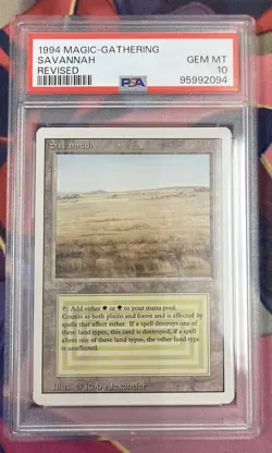 1994 Magic the Gathering Savannah Revised Edition PSA 10 GEM Mint Dual Land MTG - Image 1