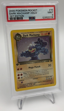 2000 POKEMON TEAM ROCKET Card DARK MACHAMP -HOLO 10/82 1ST EDITION PSA MINT 9 - Image 1