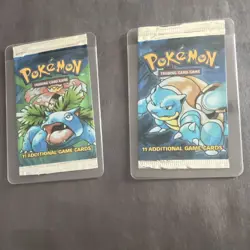 1999 Pokemon Base Set Booster Pack Art Venusaur & Blastoise (Empty) - Image 1