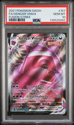 2021 POKEMON SWORD & SHIELD FUSION STRIKE #157 FULL ART/GENGAR VMAX PSA 10 - Image 1