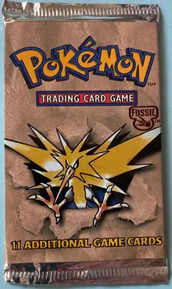 1999 Pokemon Fossil Booster Pack Zapdos Art Sealed Pristine Condition - Image 1