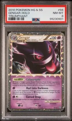 2010 POKEMON HEARTGOLD & SOULSILVER TRIUMPHANT #94 GENGAR-HOLO TRIUMPHANT PSA 8 - Image 1