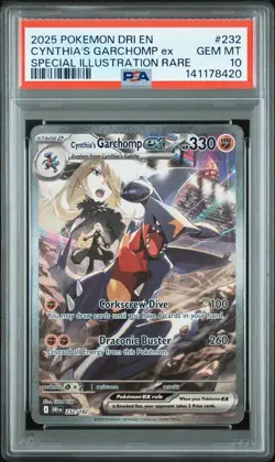 2025 Pokemon Destined Rivals Cynthia’s Garchomp SIR ex #232 PSA 10 GEM 8914 - Image 1