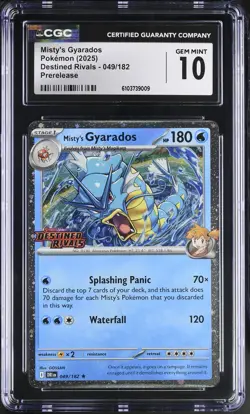 GLORIOUS 2025 Misty’s Gyarados Pre-Release Destined Rivals #49 CGC 10 Gem-Mint - Image 1