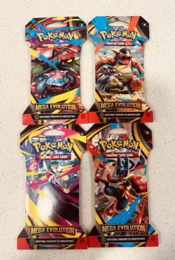Pokemon ME01: Mega Evolution Sleeved Booster Pack Lot of Four - NEW/SEALED - Image 1