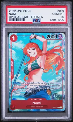 ✅2022 One Piece OP01 EN Alternate Art Errata #016 Nami PSA 10 GEM MINT - Image 1