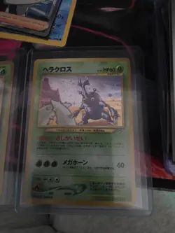 Vintage Heracross Pokemon Card Japanese No.214 Neo Genesis Rare Holo NM - Image 1