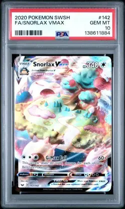 FA / SNORLAX VMAX 142/202 Pokemon Sword & Shield PSA 10 GEM *hlb - Image 1