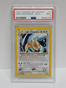 2002 POKEMON NEO DESTINY #14 LIGHT DRAGONITE-HOLO PSA 9 - Image 1