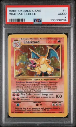 1999 Pokemon Base Set Holo Charizard #4 PSA 2 - Image 1