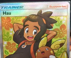 Hau Ultra Rare Full Art MP- 144/145 Sun & Moon Guardians Rising Pokemon Card - Image 2