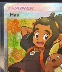 Hau Ultra Rare Full Art MP- 144/145 Sun & Moon Guardians Rising Pokemon Card - Image 3