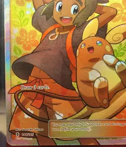 Hau Ultra Rare Full Art MP- 144/145 Sun & Moon Guardians Rising Pokemon Card - Image 4