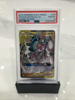 POKEMON 2019 Sun Moon Cosmic Eclipse ARCEUS DIALGA PALKIA GX #156 PSA 8 - Image 1
