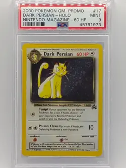 Pokemon Nintendo Magazine WOTC Black Star Promo #17 Dark Persian Holo PSA 9 Mt - Image 1