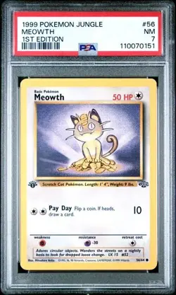 1999 POKEMON JUNGLE 1ST EDITION #56 MEOWTH PSA 7 - Image 1