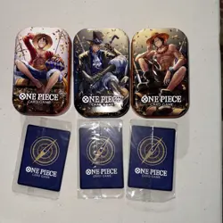 3x ONE PIECE TIN PROMO SET TS-02 THREE BROTHERS TINS AND PROMOS ONLY NO PACKS - Image 2