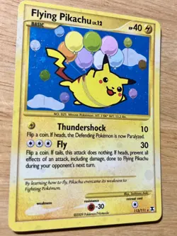 Pokemon 2009 Rising Rivals Holo Card Flying Pikachu 113/111 - Image 2