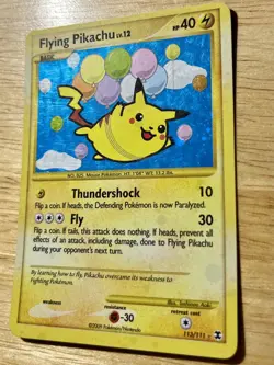 Pokemon 2009 Rising Rivals Holo Card Flying Pikachu 113/111 - Image 3