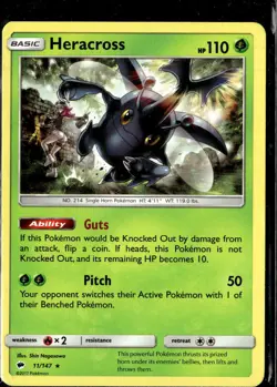 Pokemon Heracross 011/147 Burning Shadows Non Holo Rare 3 Card Lot - Image 1