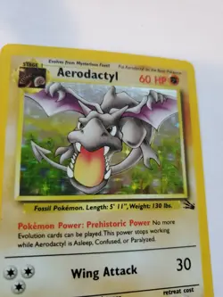 Aerodactyl Fossil Set Holo Pokemon Card Base WOTC - Image 3