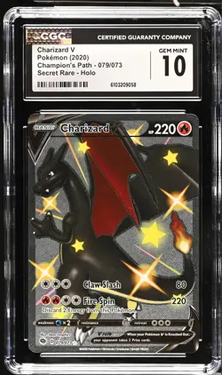 CGC 10 Charizard V 079/073 Secret Rare Champion's Path Pokemon Card - Image 1