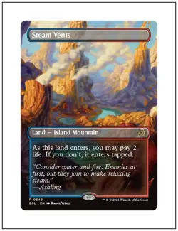 1x Steam Vents, Borderless Art, Lorwyn Eclipsed Magic MTG NM - Image 1