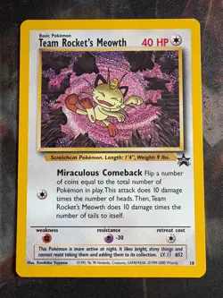 Team Rocket's Meowth # 18 Black Star PROMO WOTC Rare Pokemon Card Tcg - LP - Image 1
