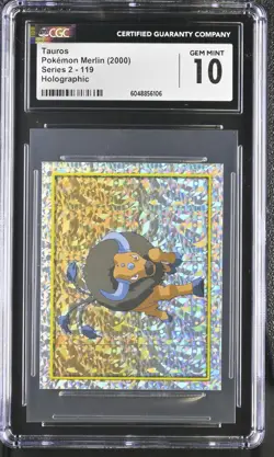 CGC 10 Tauros Pokemon Merlin (2000)Series 2 - 119 Holographic - Image 1