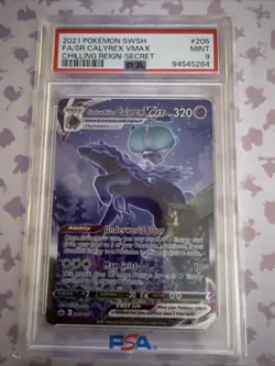 PSA 9 MINT Pokemon English 2021 Calyrex Vmax 205/198 Sword & Shield Shadow Rider - Image 1