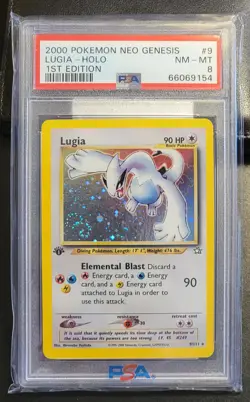 2000 POKEMON NEO GENESIS 1ST EDITION #9 LUGIA-HOLO PSA 8 - W/ AWESOME SWIRL - Image 1