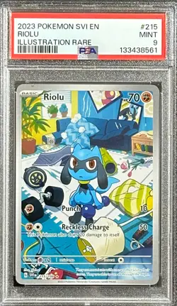 Pokemon TCG Scarlet & Violet Riolu Illustration Rare PSA 9 Nintendo - Image 1
