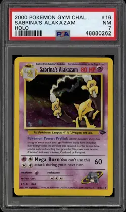 Pokemon Gym Challenge Sabrina's Alakazam 16/132 PSA 7 - Image 1