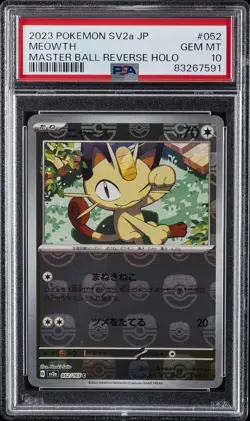 2023 POKEMON JPN SV2A-POKEMON 151 MASTER BALL REVERSE HOLO #052 MEOWTH PSA 10 - Image 1