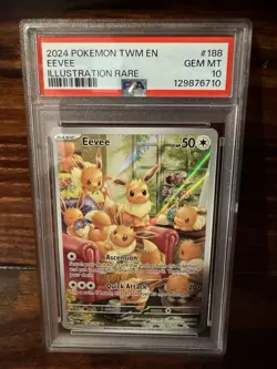 Pokemon Eevee Twilight Masquerade Illustration Rare Card 188/167 PSA 10 Gem MT - Image 1