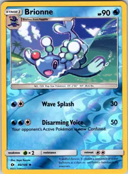 Brionne 40/149 SM Base Set Pokemon TCG NM Reverse Holo - Image 1