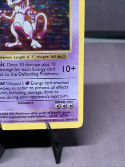 Pokemon TCG Mewtwo 10/102 Base Set Shadowless Holo Rare 1999 WOTC VTG - Image 4