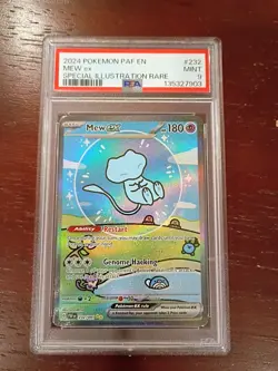 2024 POKEMON SV PALDEAN FATES #232/091 MEW EX ILLUSTRATION RARE HOLO PSA 9 - Image 1